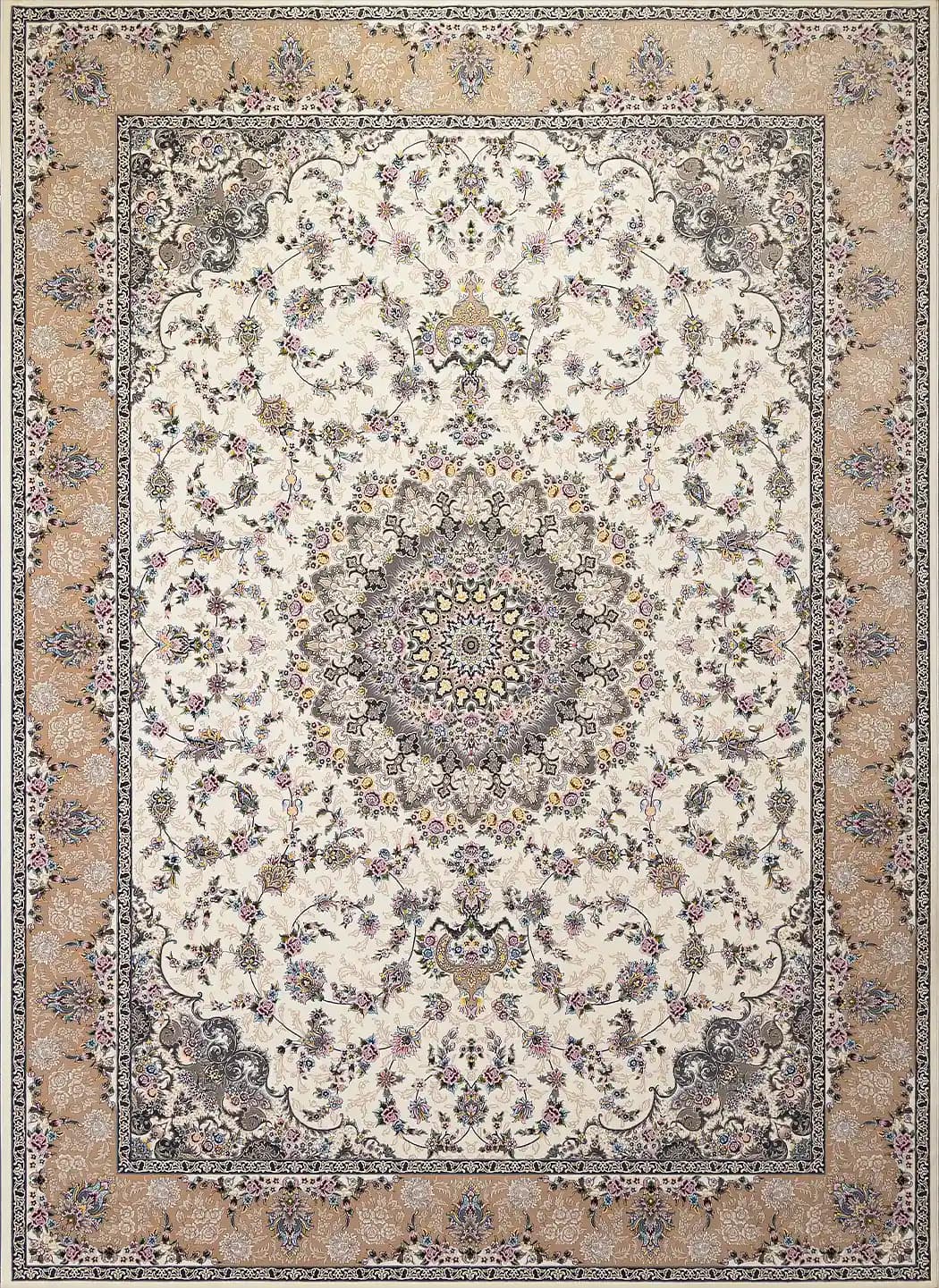 فرش ماشینی کلاسیک کیان مدل پرتو سفید ۱۲۰۰ شانه