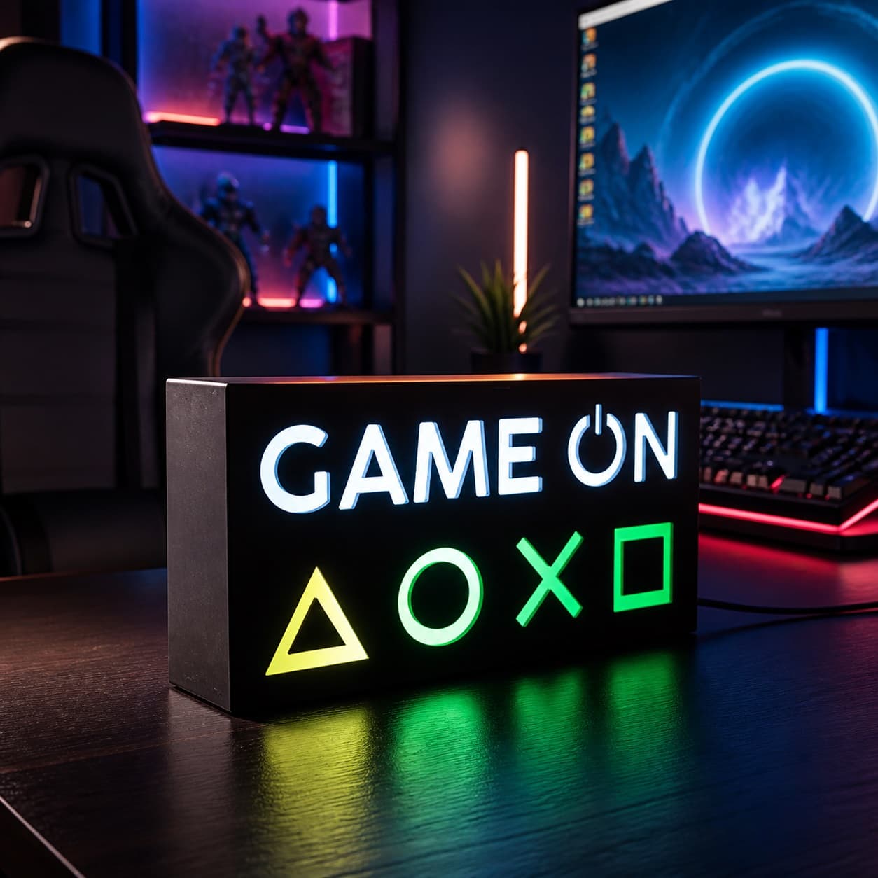 آیکن لایت گیمینگ طرح Game On | چراغ دکوراتیو اتاق گیمینگ