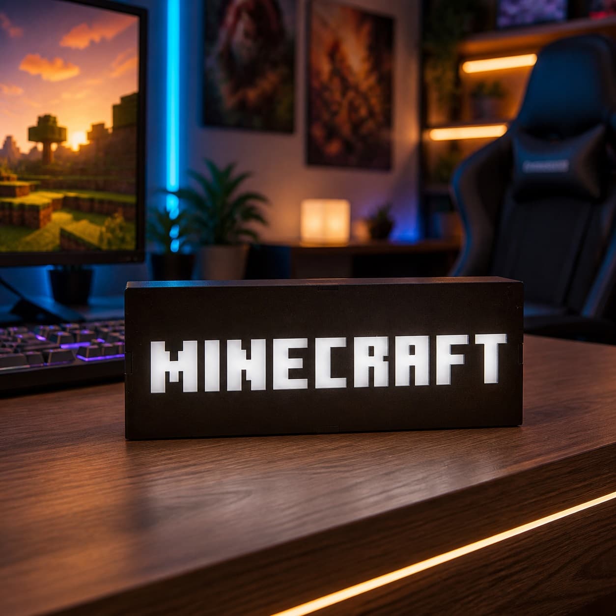 آیکن لایت طرح Minecraft | چراغ دکوراتیو خاص برای اتاق گیمینگ — تصویر ۲