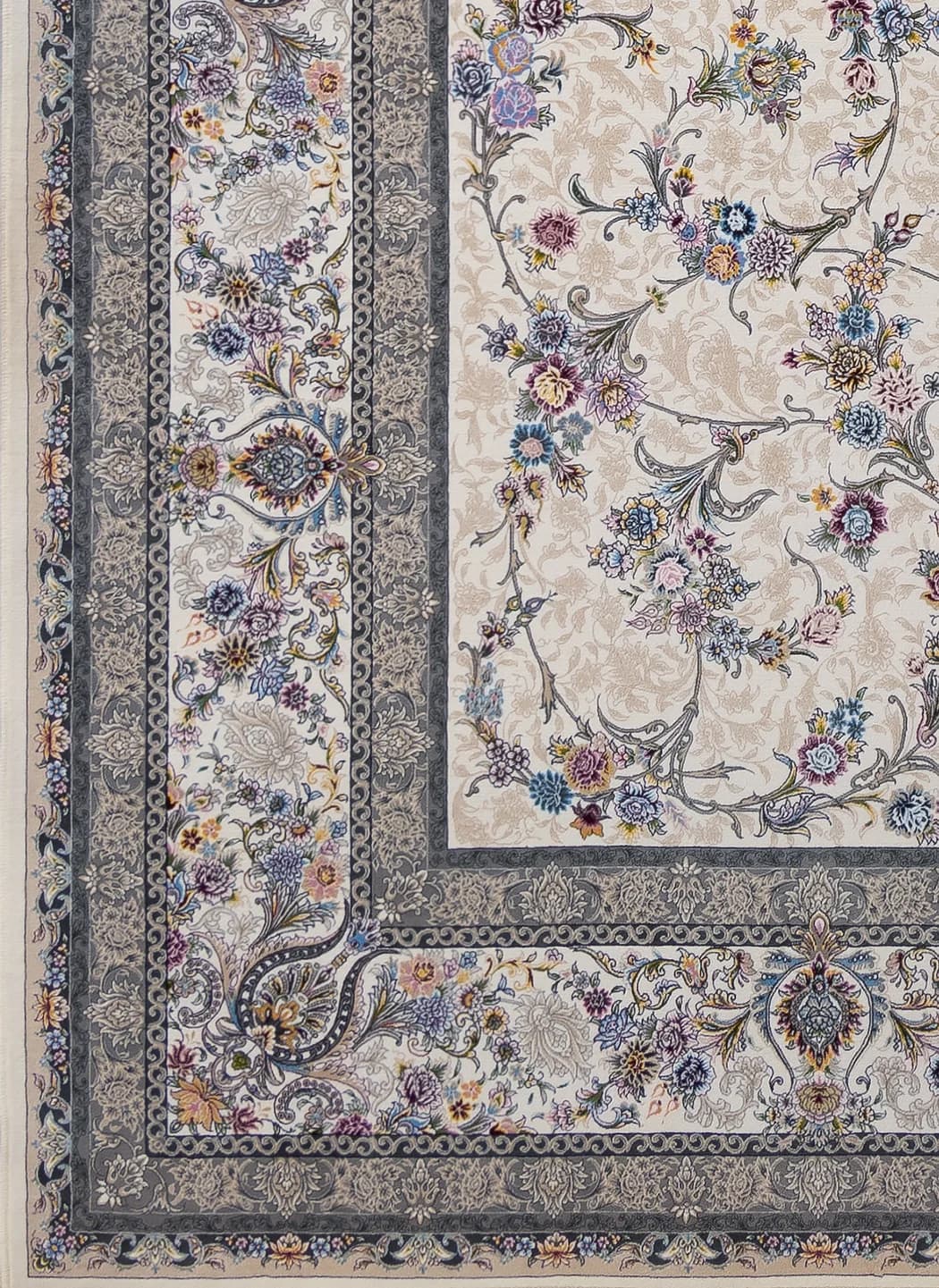 فرش ماشینی افشان کیان مدل بهار سفید ۱۲۰۰ شانه — تصویر ۲
