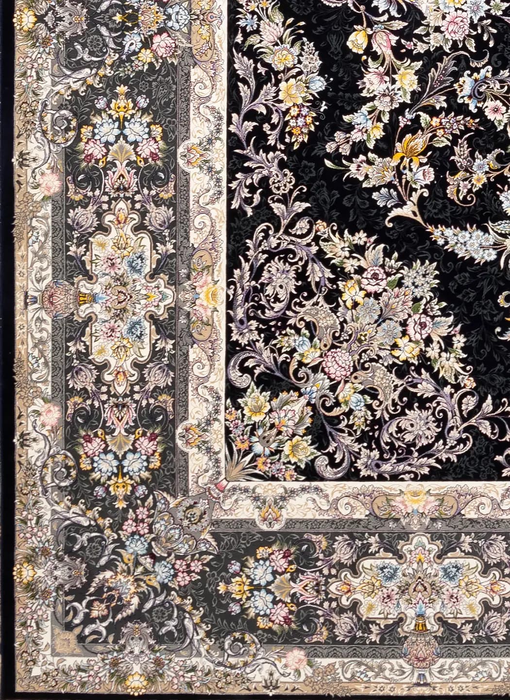 فرش ماشینی کلاسیک کیان مدل بنفشه سرمه ای ۱۲۰۰ شانه — تصویر ۴