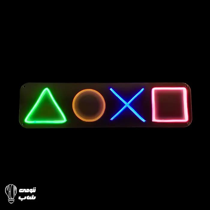تابلو نئون پلی استیشن (PlayStation) طرح دکمه‌های دسته بازی | نئومی شاپ — تصویر ۵