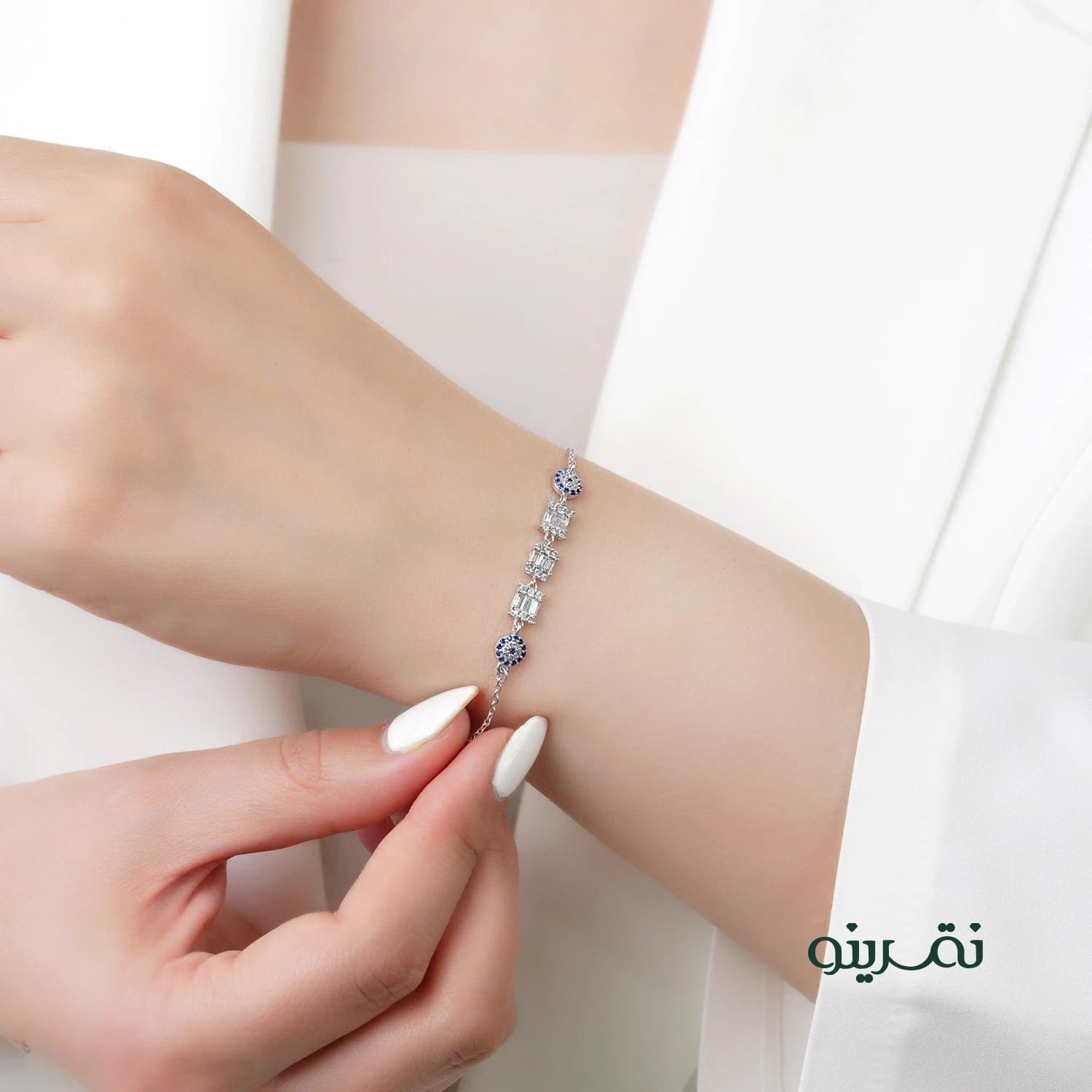 دستبند چشم نظر نقره زنانه اسپرتی مدل BICH E5 — تصویر ۳