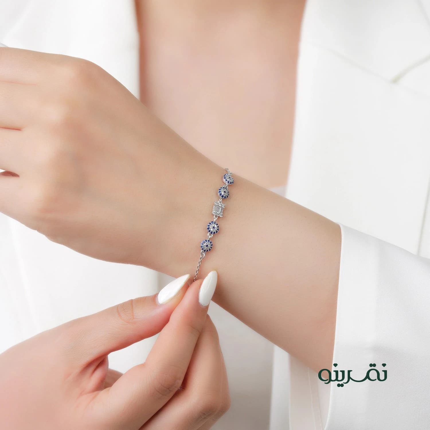 دستبند چشم نظر نقره زنانه اسپرتی مدل BICH E6 — تصویر ۳