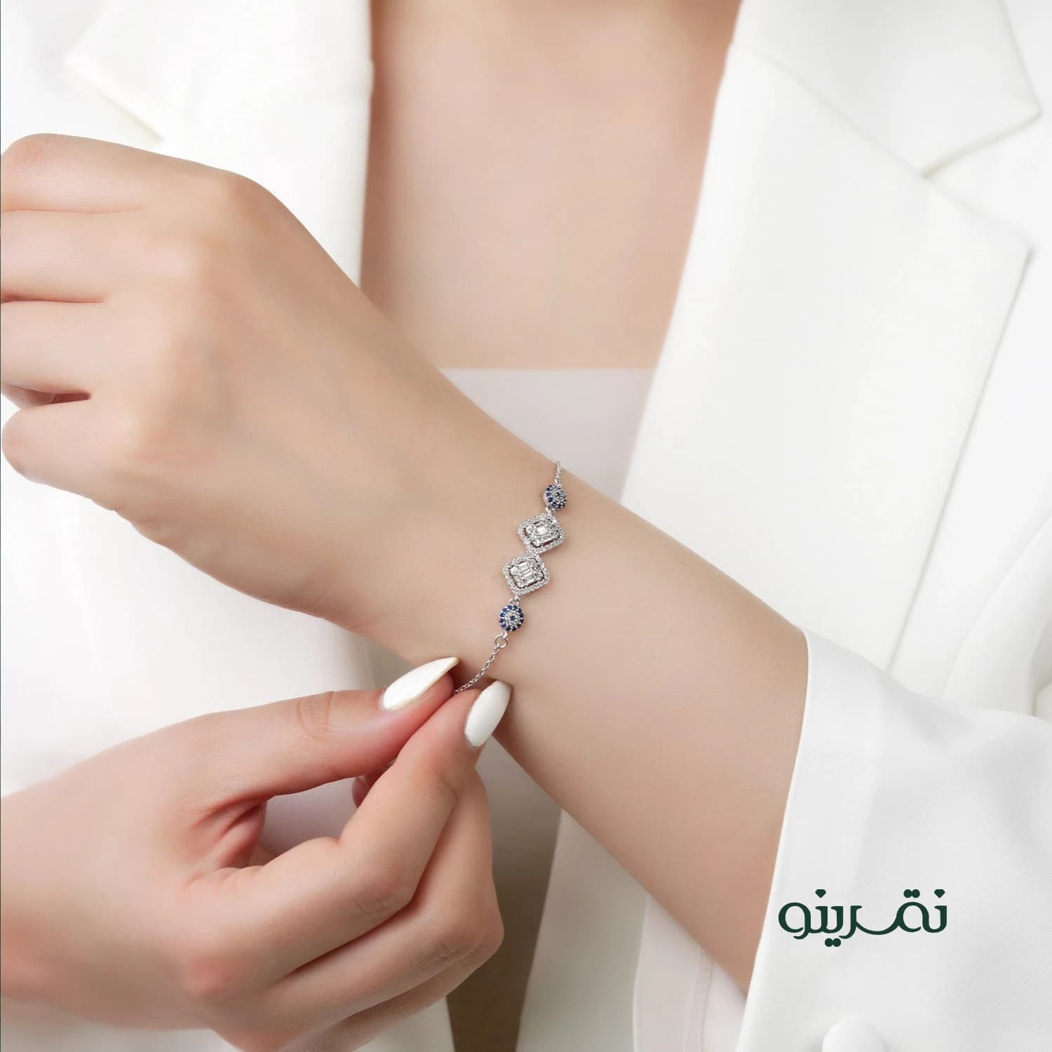 دستبند چشم نظر نقره زنانه اسپرتی مدل BICH E7 — تصویر ۳