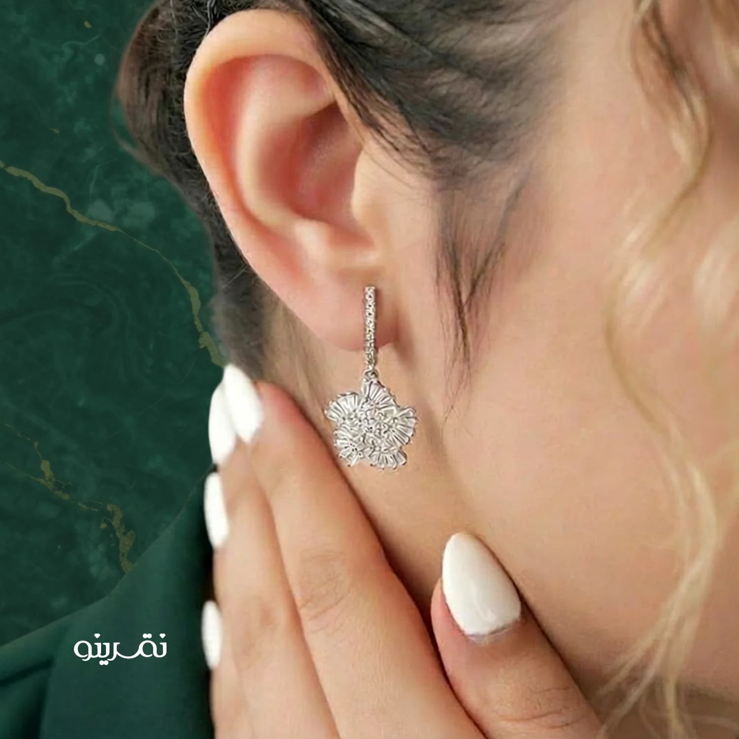 نیم ست نقره زنانه جواهری مجلسی مدل NI S24 — تصویر ۳