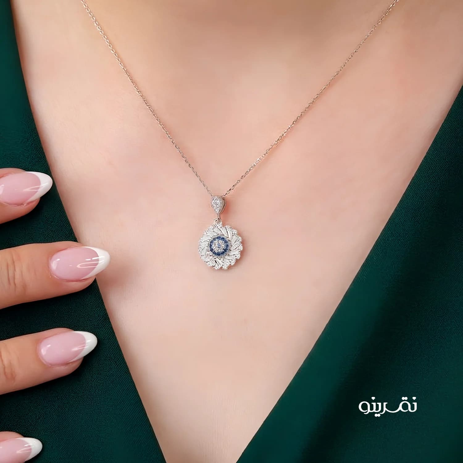 نیم ست نقره زنانه چشم نظر مدل NIH S9 — تصویر ۳