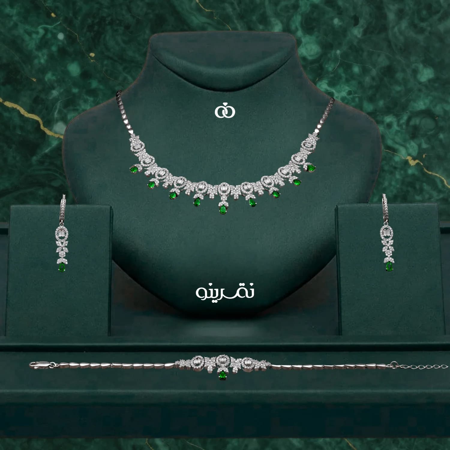 سرویس زنانه نقره سبز مجلسی مدل SI F64 G