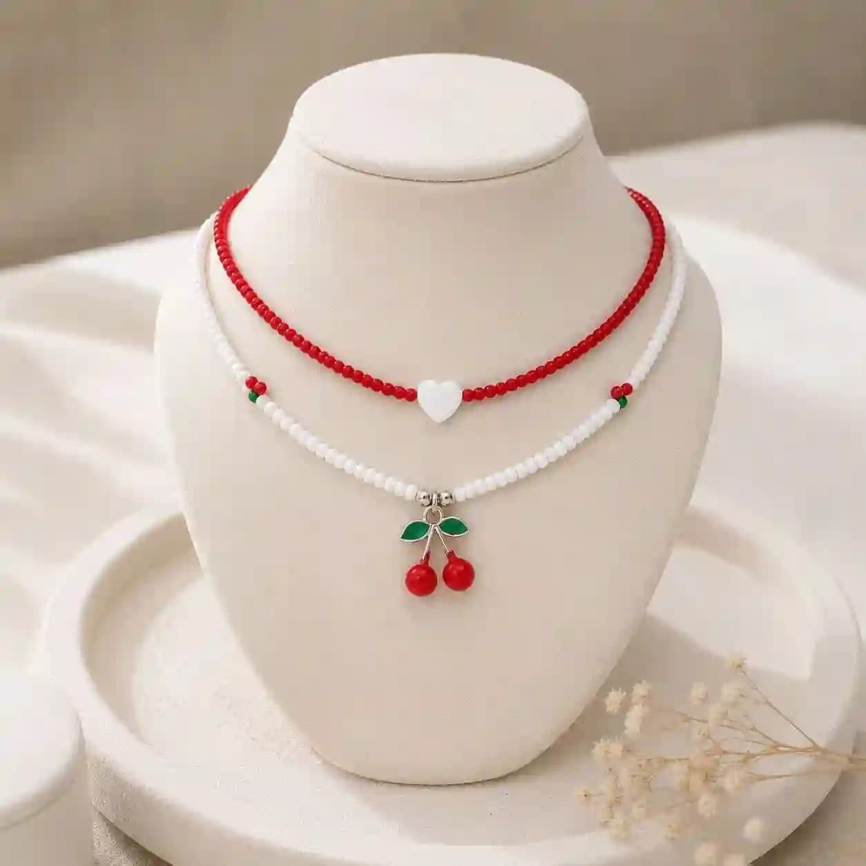 گردنبند دولاین پینترستی گیلاس و قلب