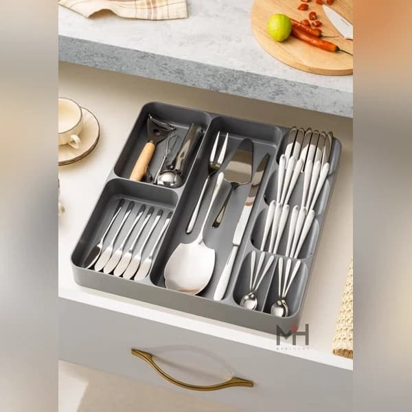 جا قاشقی پلاستیکی تو کابینتی MH | نظم‌دهنده قاشق و چنگال کشویی با ۸ محفظه