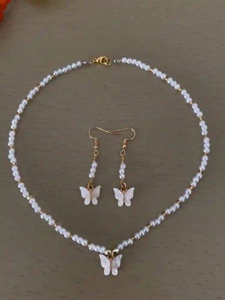 نیم ست دخترانه مروارید و پروانه
