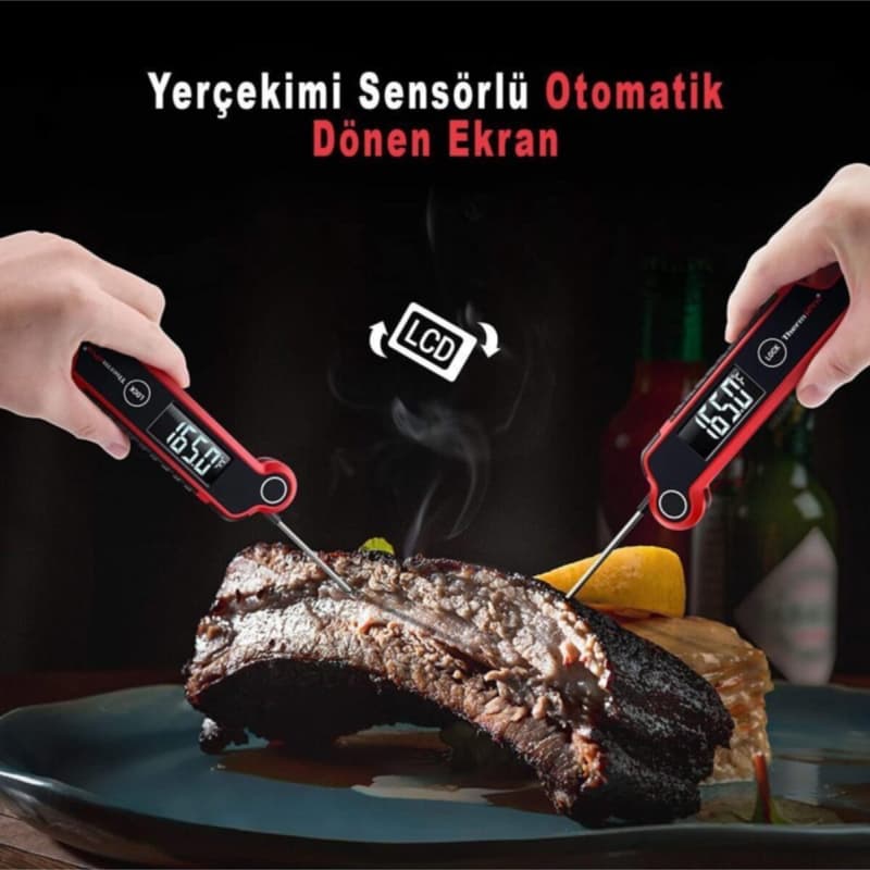 ترمومتر آشپزخانه ThermoPro TP620 | ضد آب و قابل شستشو | طراحی تاشو با صفحه نمایش LED | نمایش سریع و دقیق دما | مناسب برای پخت انواع غذا و گوشت | ابزار حرفه‌ای برای آشپزی خانگی و صنعتی — تصویر ۴