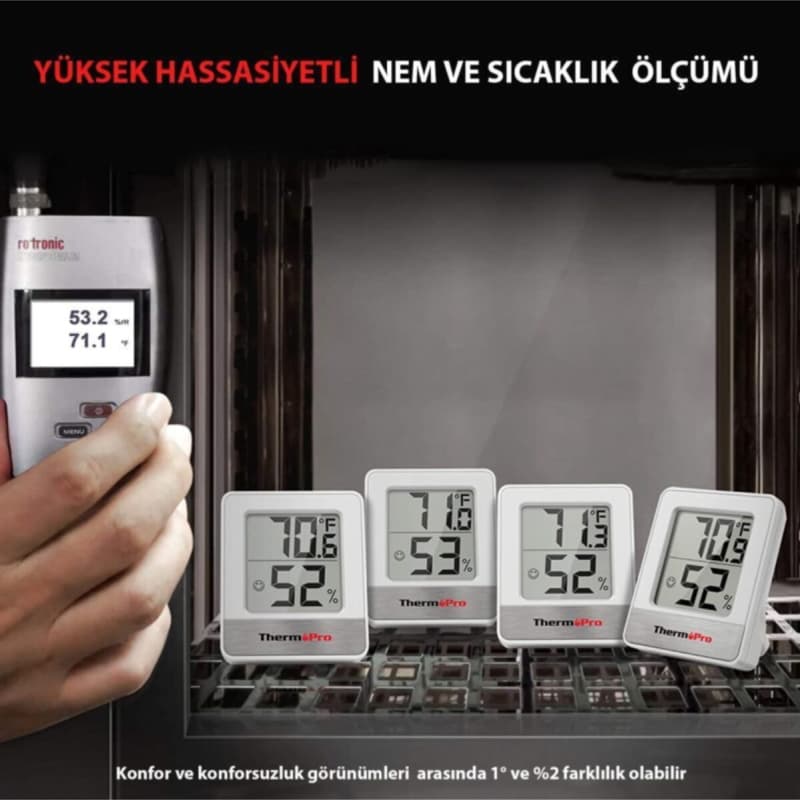 ترمومتر دیجیتال ThermoPro TP49W | اندازه‌گیری دما و رطوبت محیط داخلی | طراحی کوچک و قابل حمل | نمایش سریع و دقیق شرایط محیطی | ابزار کاربردی برای خانه، دفتر و محیط‌های آموزشی — تصویر ۴