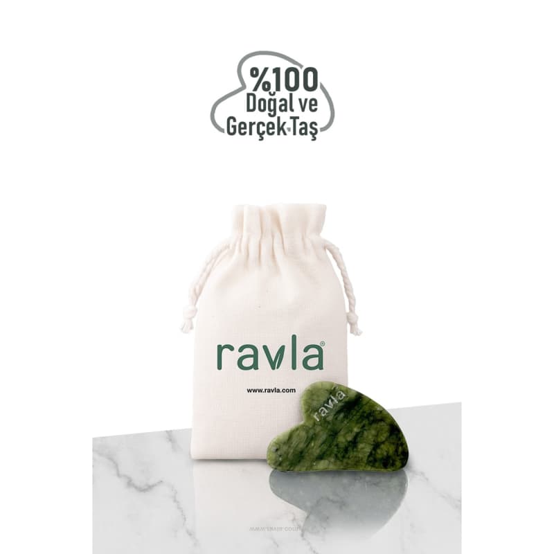 سنگ ماساژ صورت یشم Gua Sha Ravla | ابزار سنتی مراقبت پوست | طراحی ارگونومیک برای ماساژ صورت | بهبود گردش خون و کاهش پف | مناسب برای آرامش و جوانسازی پوست | قابل استفاده در خانه و کلینیکهای زیبایی
