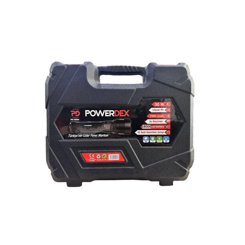 چراغ قوه حرفه‌ای Powerdex PD-12500 | توان 50 وات | شدت روشنایی 5000 لومن | شارژی و قابل استفاده مجدد | طراحی بزرگ و مقاوم | مناسب شکار، سفر و کمپینگ | ابزار روشنایی قدرتمند برای استفاده روزمره و حرفه‌ — تصویر ۶