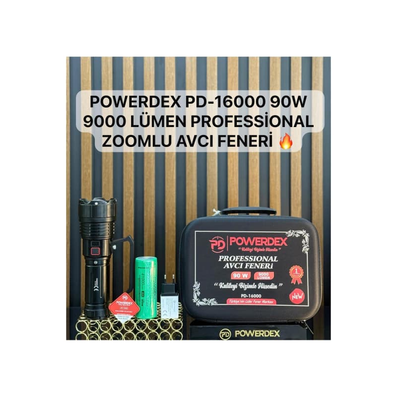 چراغ قوه حرفهای Powerdex PD-16000 | توان 90 وات | شدت روشنایی 9000 لومن | قابلیت زوم | برد بلند و قدرتمند | طراحی مقاوم و مناسب شکار | مدل جدید و بسیار قوی | مناسب برای استفاده حرفهای، سفر و کمپینگ