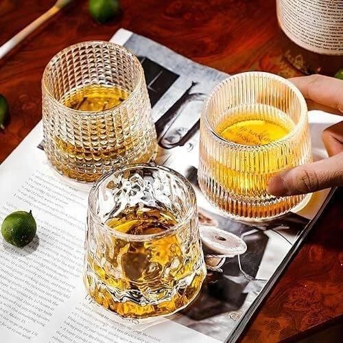 لیوان چرخشی سه شکل شیشهای | پک ۳ عددی لیوان شفاف خاص و شیک