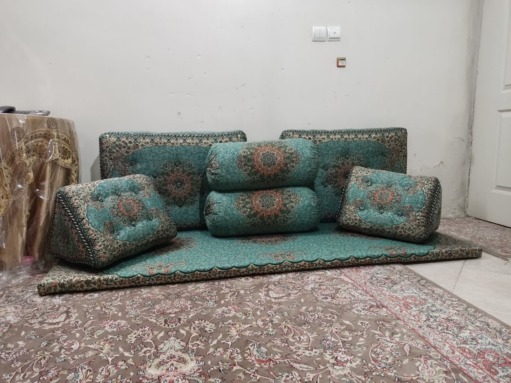 شاه نشین طرح افشار ست 7 تکه رنگ سبز — تصویر ۲