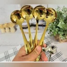 ملاقه خورشت خوری طلایی یونیک ۵۵ گرم – استیل ضدزنگ 18/10 — تصویر ۲