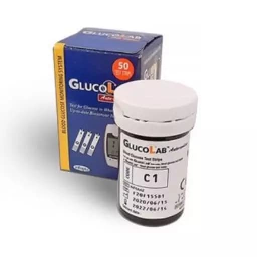نوار تست قند خون اینفوپیا مدل گلوکولب GlucoLab بسته 50 عددی — تصویر ۲