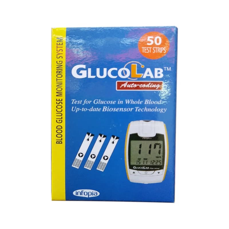 نوار تست قند خون اینفوپیا مدل گلوکولب GlucoLab بسته 50 عددی — تصویر ۴
