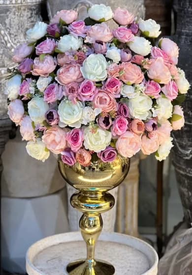 جام گل بله برون با گل مصنوعی صورتی کد 350