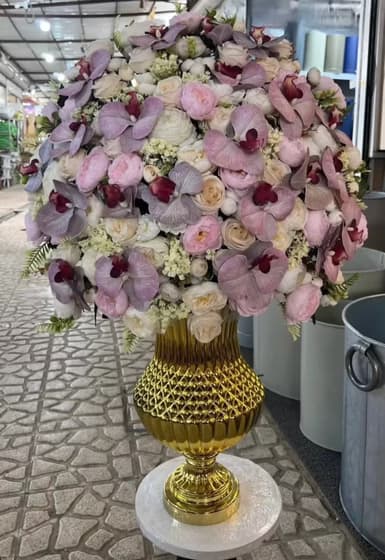 جام گل بله برون با گل مصنوعی صورتی کد 348