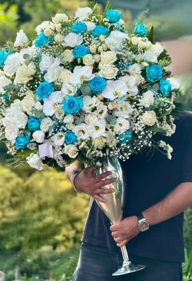 جام گل بله برون با رنگ آبی کد 347