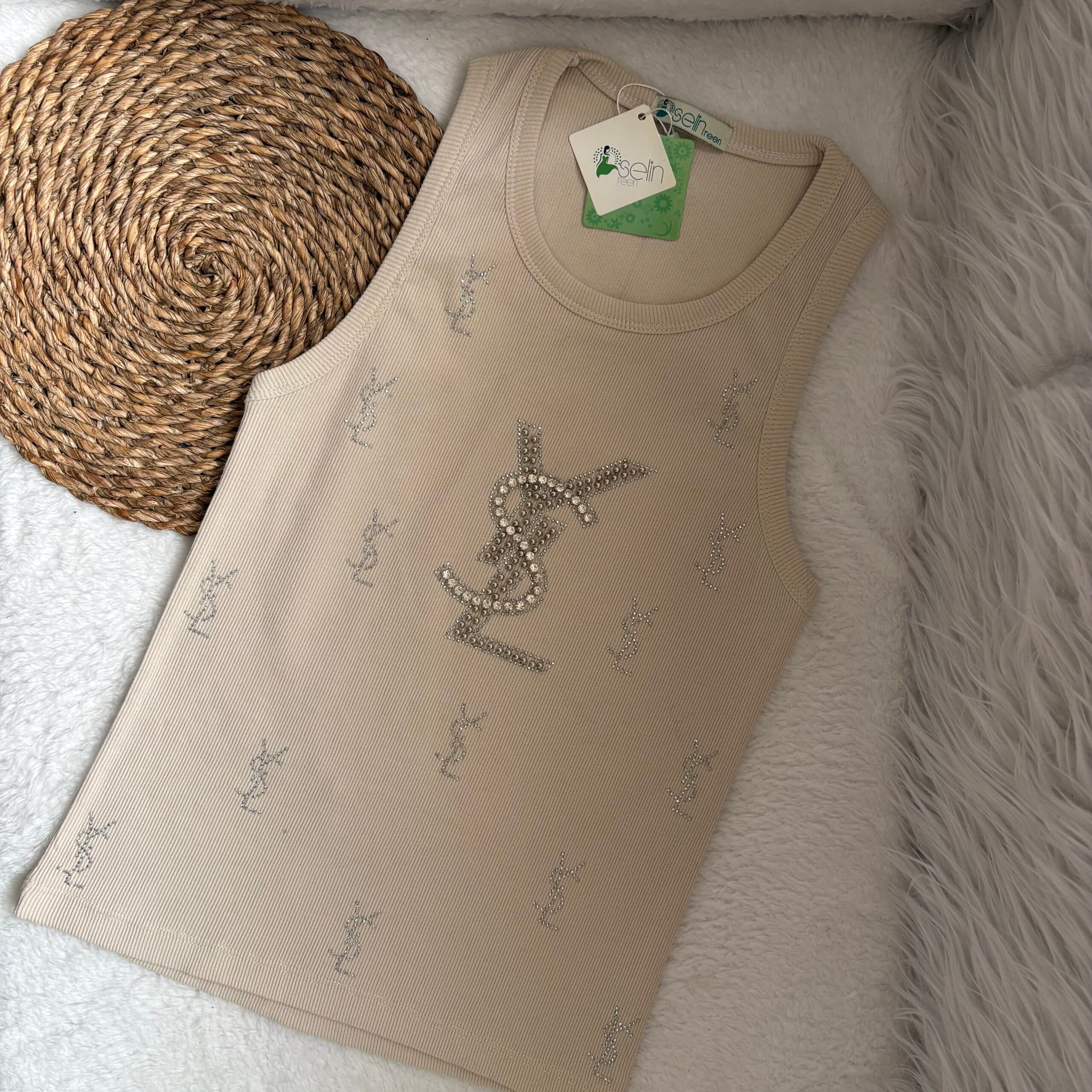تاپ کبریتی زنانه نگین‌دار YSL — تصویر ۳