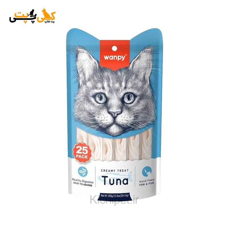 بستنی گربه ونپی Wanpy با طعم ماهی تن – تعداد 25 عددی (350 گرم) — تصویر ۲