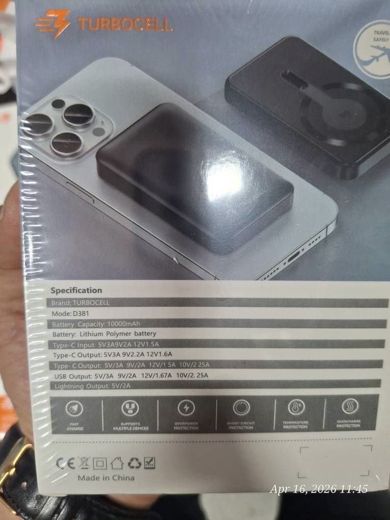 پاوربانک مگنتی TurboCell مدل D381 ظرفیت 10000mAh — تصویر ۲