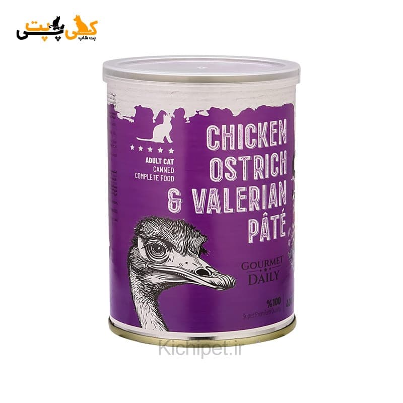 کنسرو گربه پته گوشت شترمرغ و مرغ با سنبل‌ الطیب DPS – وزن 400 گرمی