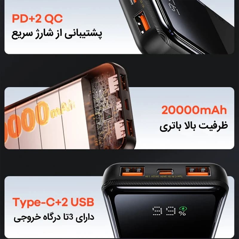 پاوربانک ریمکس مدل RPP-623 ظرفیت ۲۰۰۰۰ میلی آمپر — تصویر ۴