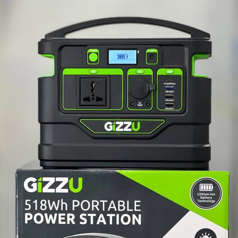 پاور استیشن قابل حمل Gizzu مدل GPS500 ظرفیت ۵۱۸ وات ساعت