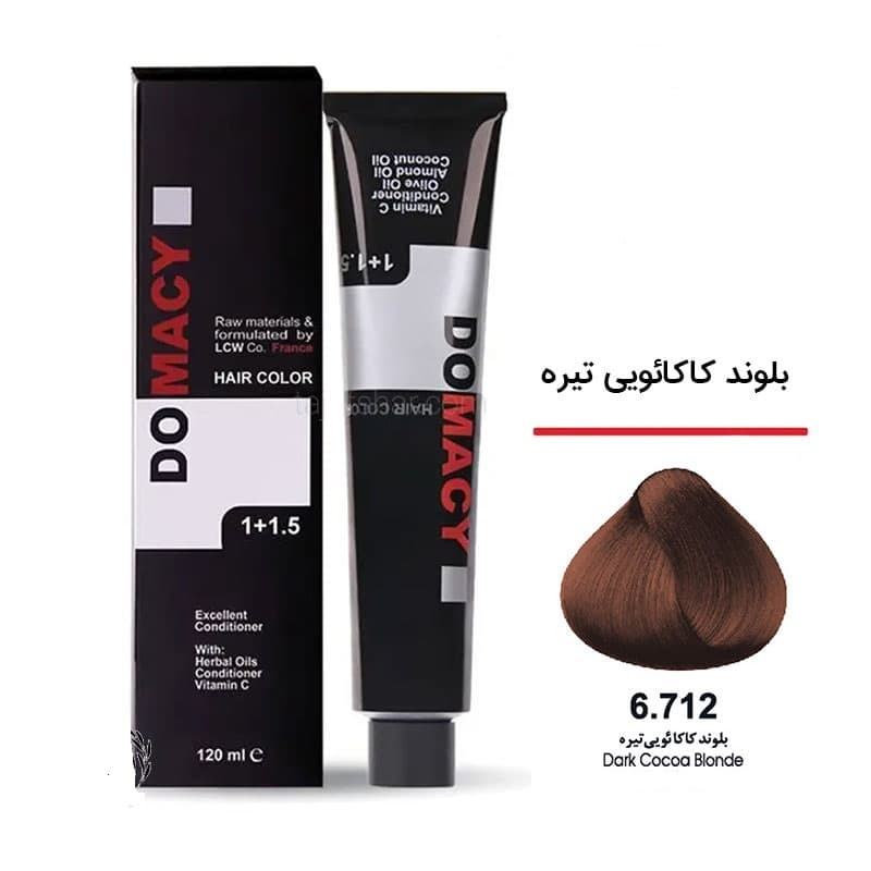 رنگ مو دوماسی سری کاکائویی شماره 6/712 (بلوند کاکائویی تیره)