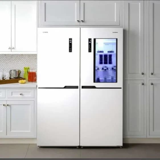 یخچال دوقلو جنرال 44 فوت هومبار شیشه‌ای (Door-in-Door) – موتور بسته اینورتر – RF – سفید