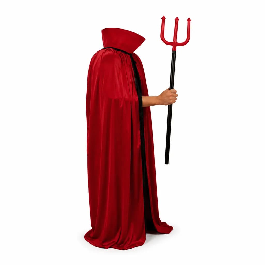 کاستوم جادوگر | ست شنل مشکی و عصای سه شاخ (فری سایز)
