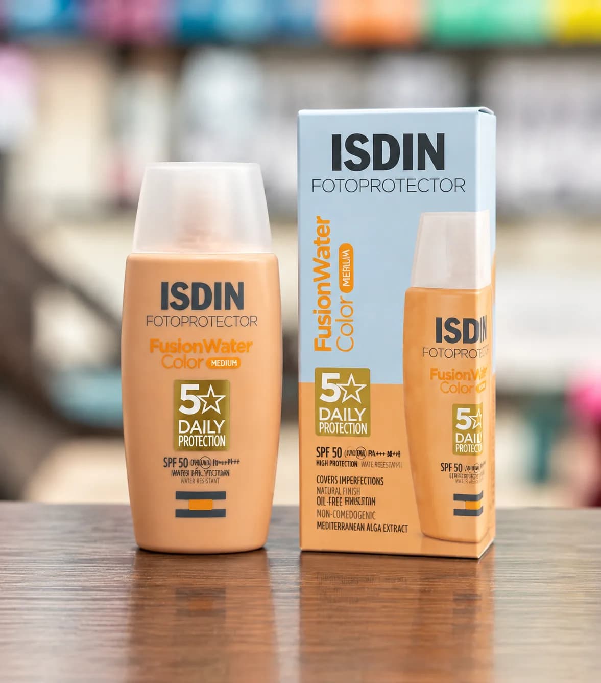 ضد آفتاب رنگی فیوژن واتر ایزدین ISDIN Medium SPF50 حجم 50 میلی لیتر