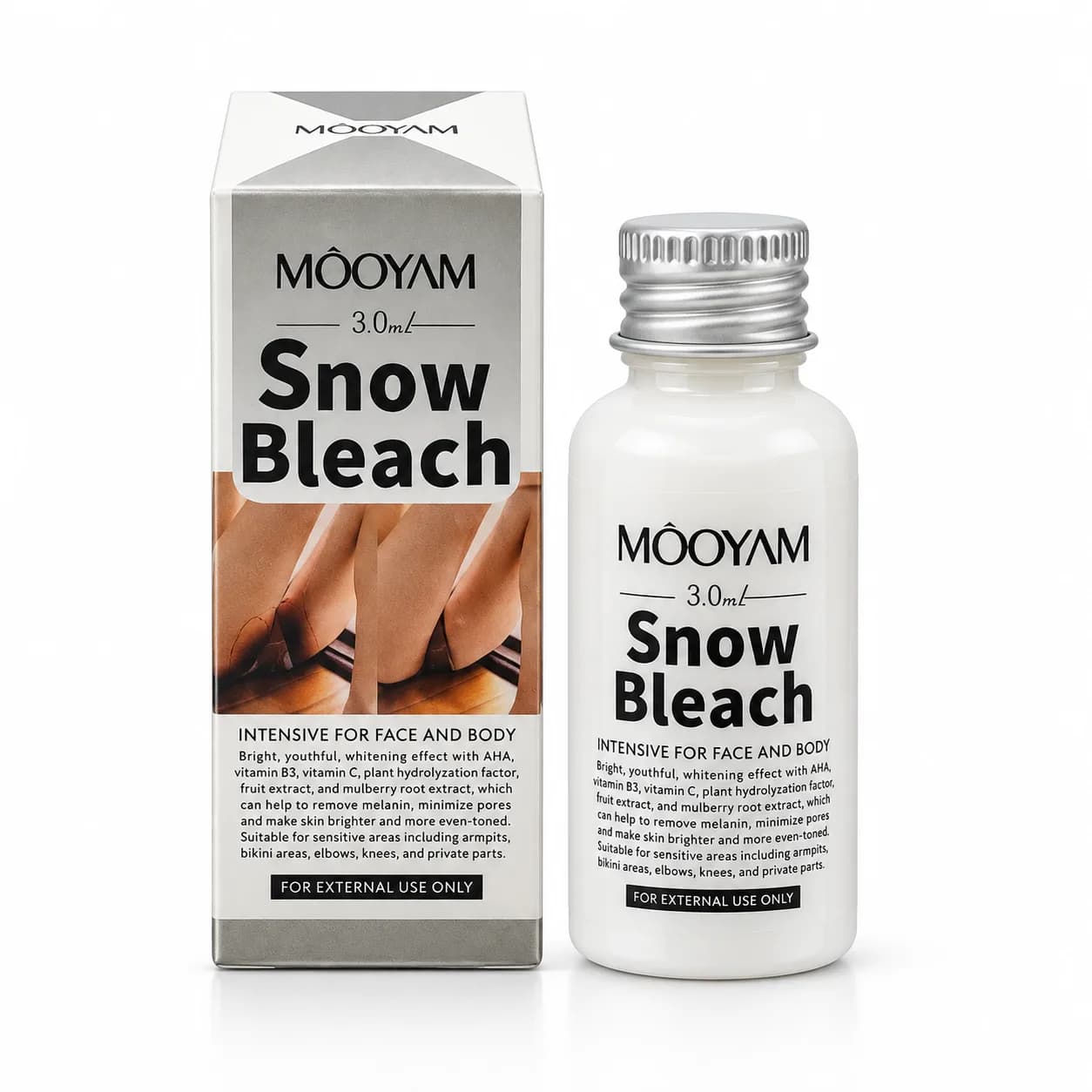 کرم سفید کننده صورت و بدن مویام MOOYAM مدل Snow Bleach حجم 30 میلی لیتر