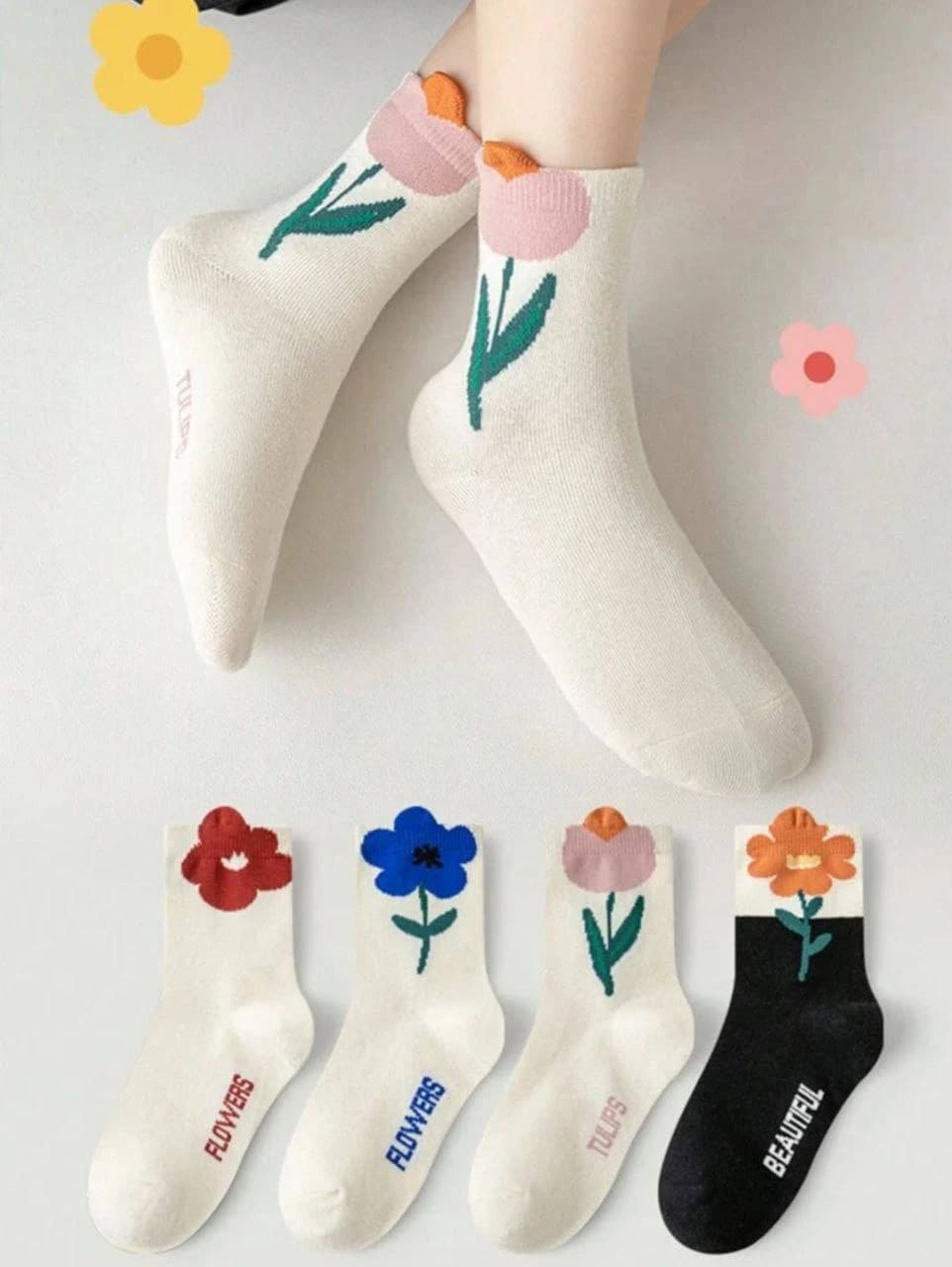 جوراب نیم ساق گلدار زنانه🌺 — تصویر ۸