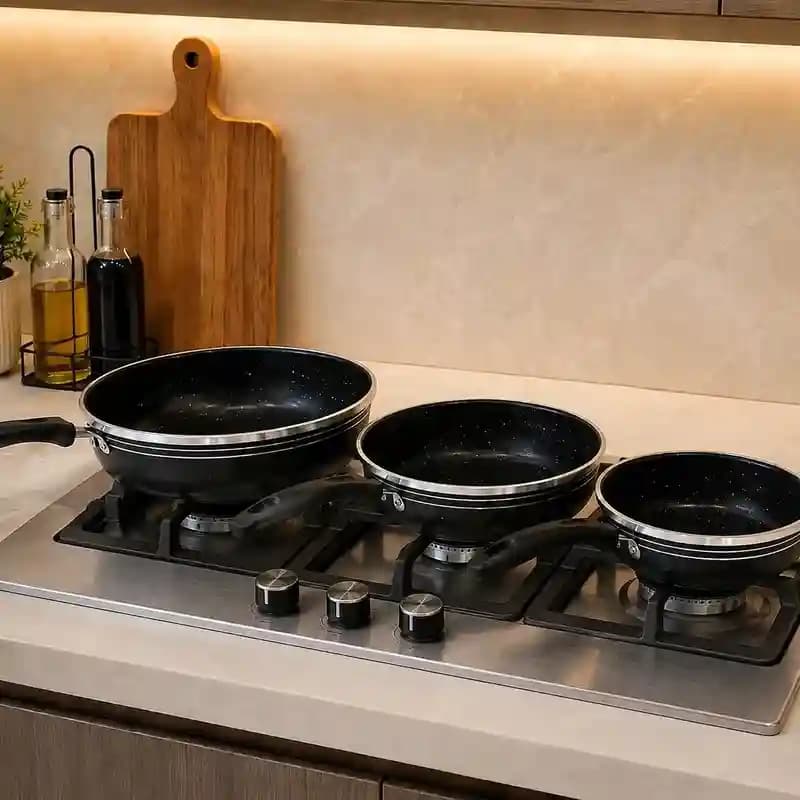 سرویس سه تابه تک دسته تفلون solina