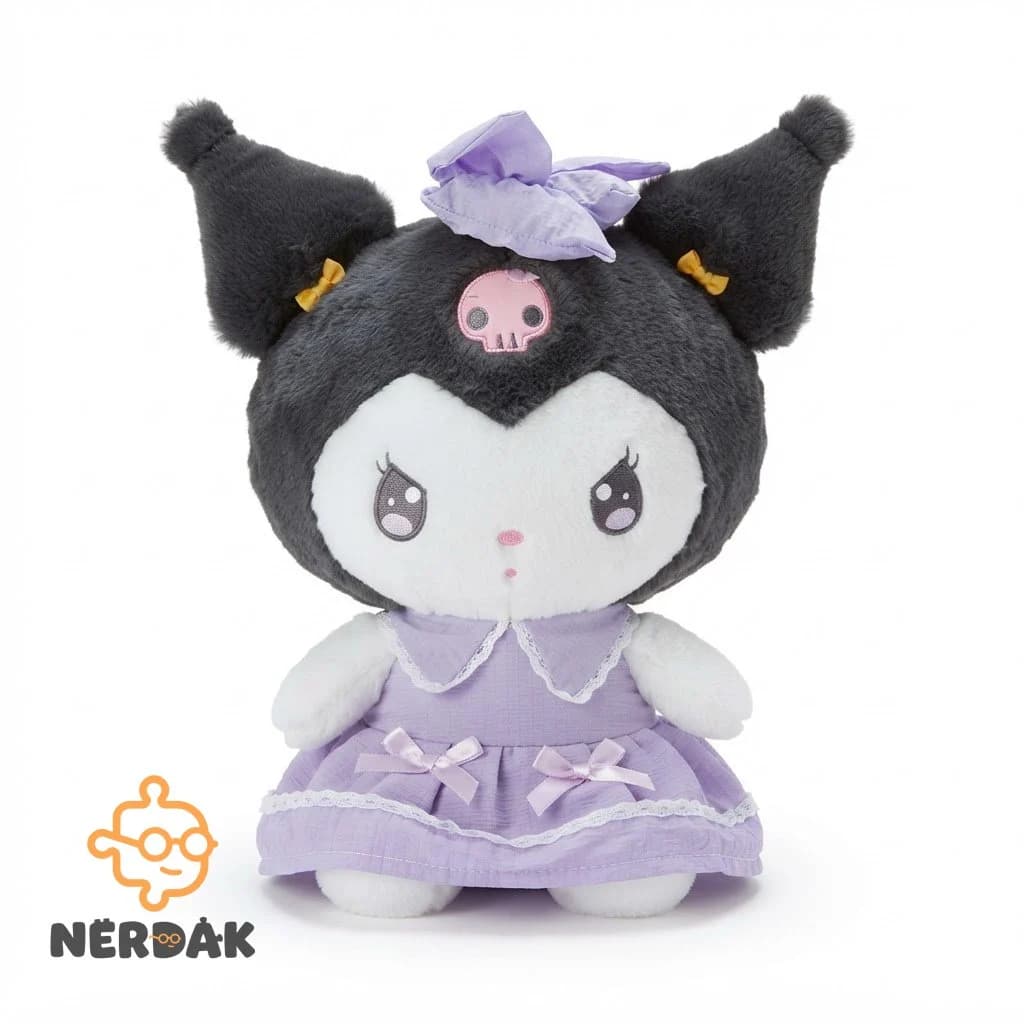 عروسک پولیشی ۳۵ سانتی‌متری کاراکتر مای ملودی کورومی (Kuromi) با لباس بنفش کد 65868