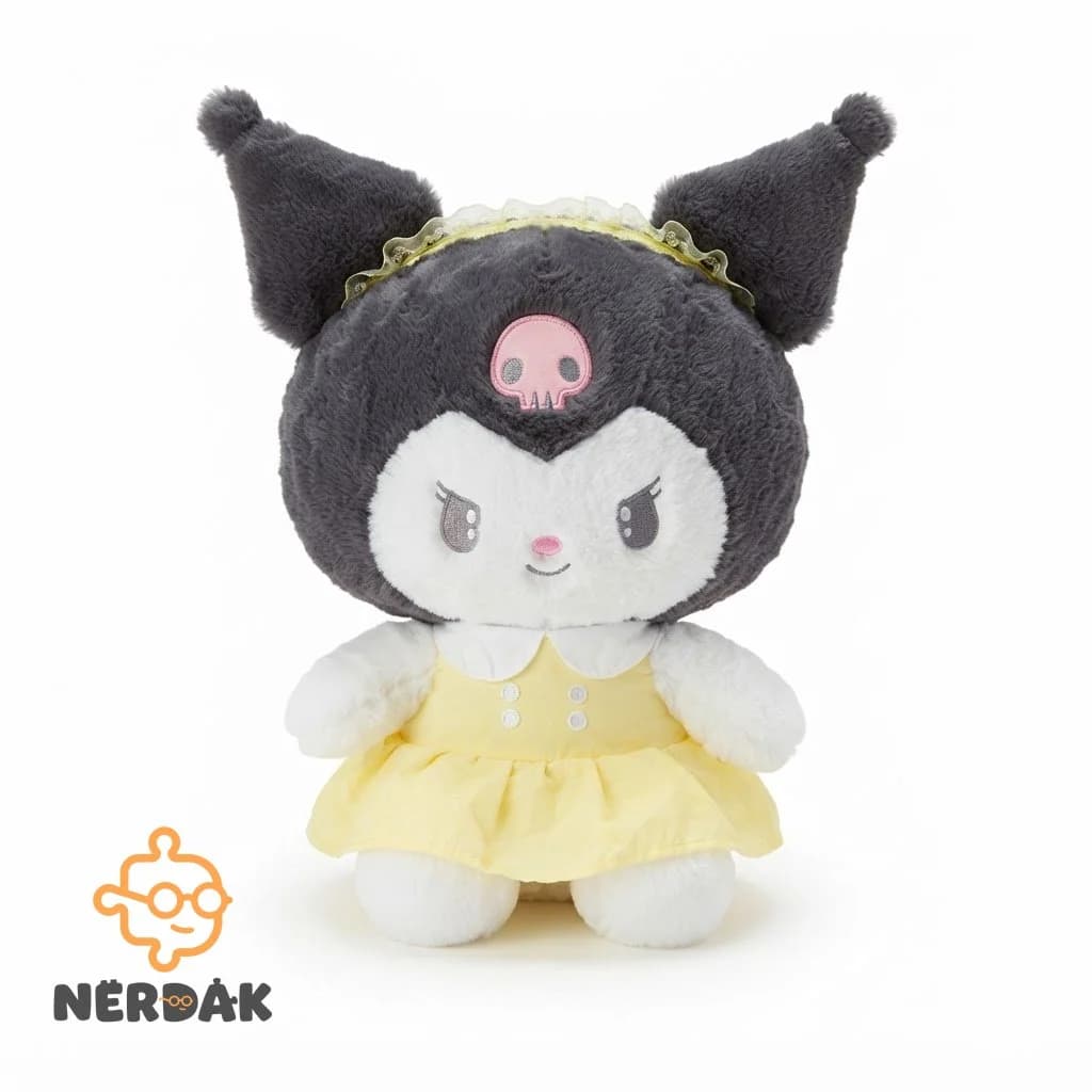 عروسک پولیشی ۳۵ سانتی‌متری کاراکتر مای ملودی (Kuromi) با لباس زرد کد 12818