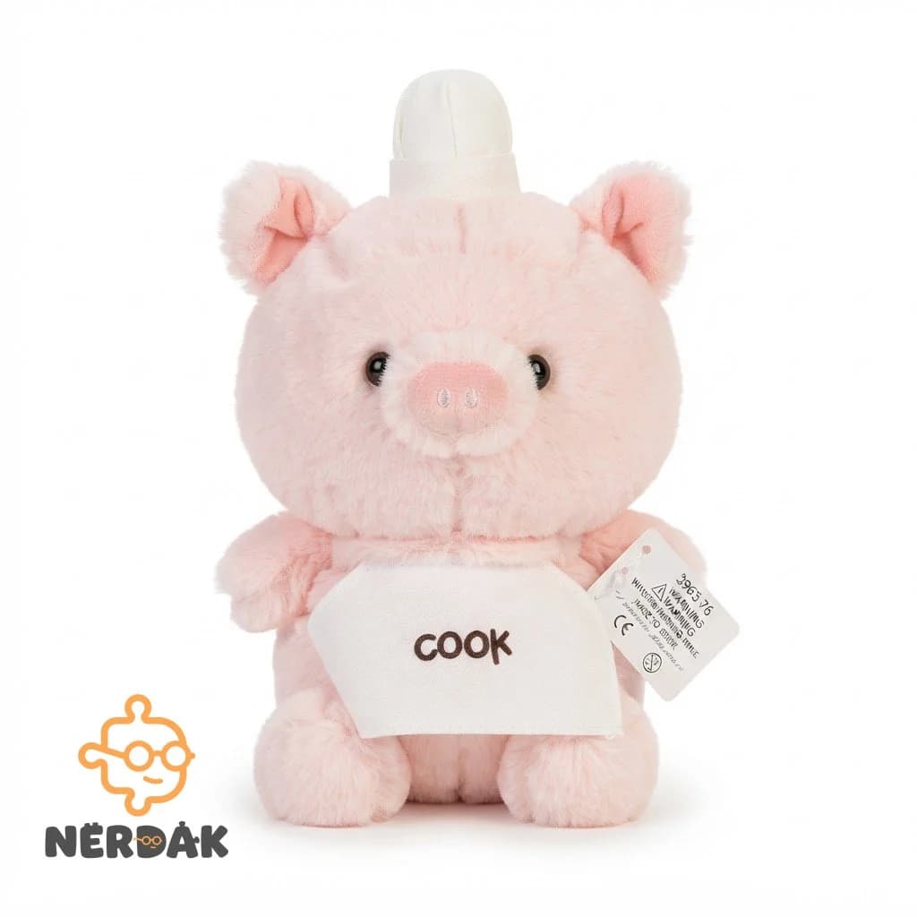 عروسک پولیشی خوک سرآشپز با پیشبند COOK رنگ صورتی کد 25389