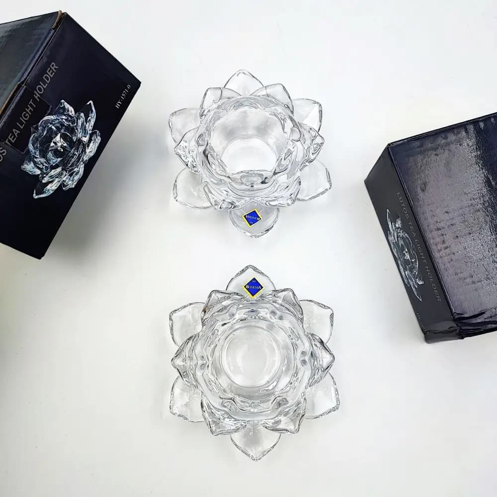 جا شمعی کریستالی طرح گل