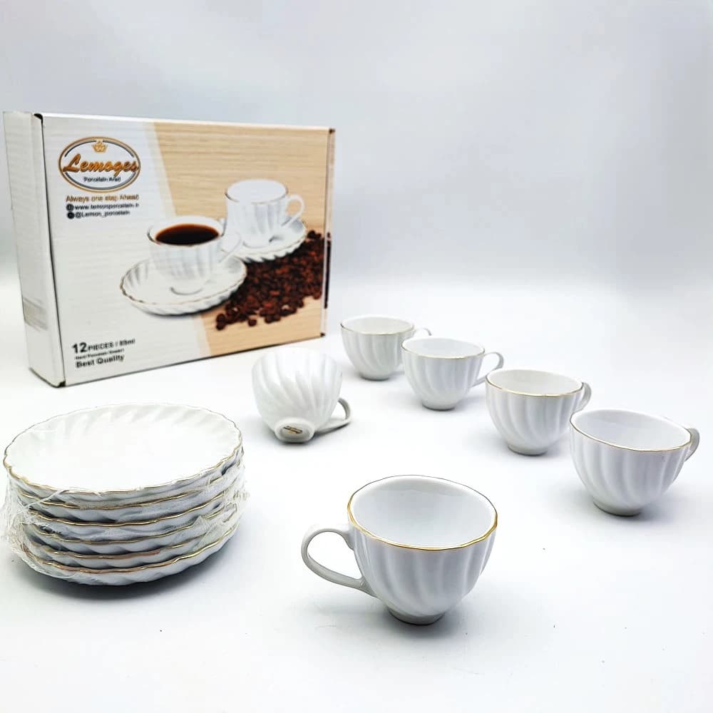 ست فنجان قهوه خوری لب طلای لمون — تصویر ۵