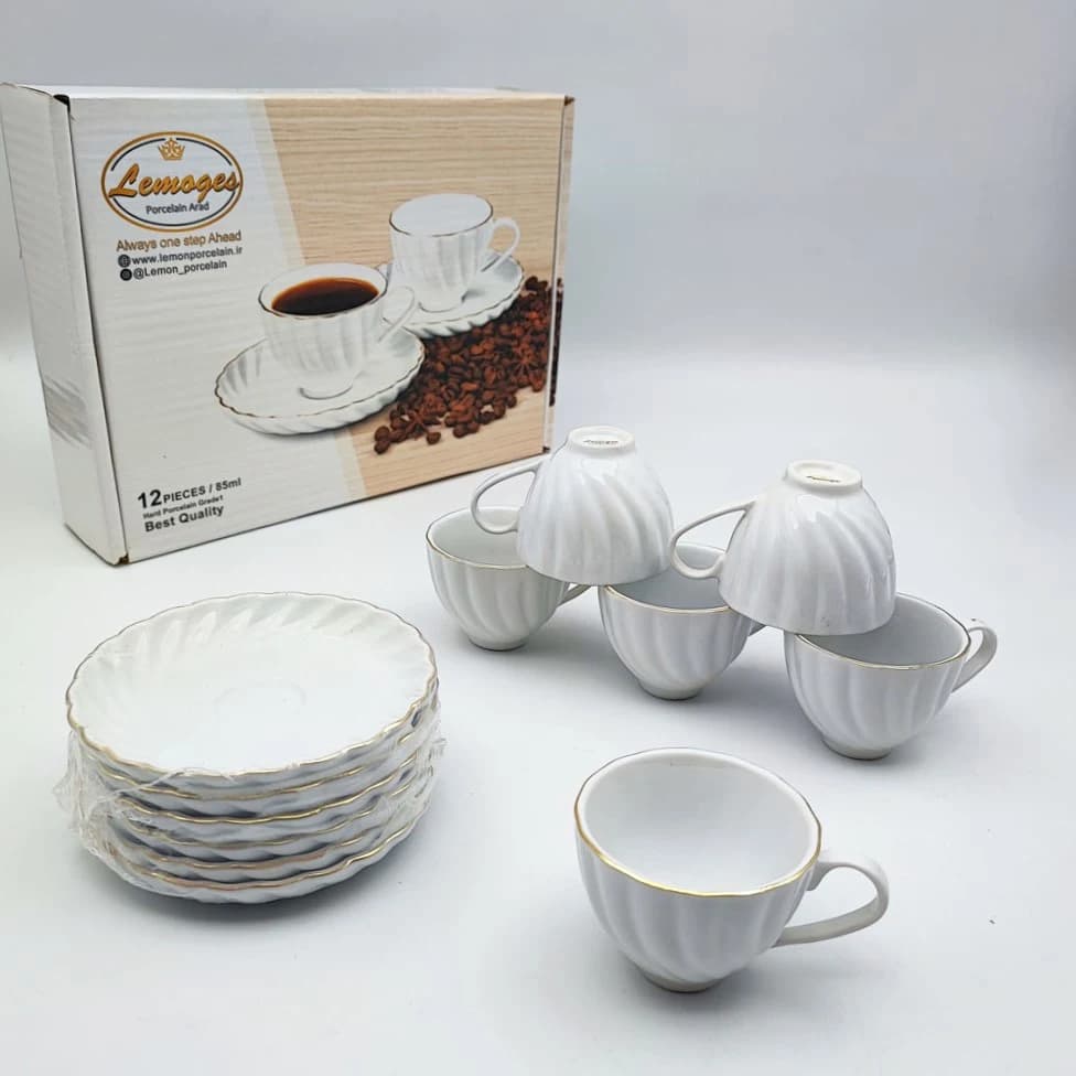 ست فنجان قهوه خوری لب طلای لمون