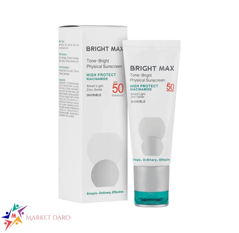 ضد آفتاب فیزیکال رنگی برایت مکس مدل Tone Bright با SPF 50 حجم 40 میلی لیتر — تصویر ۲