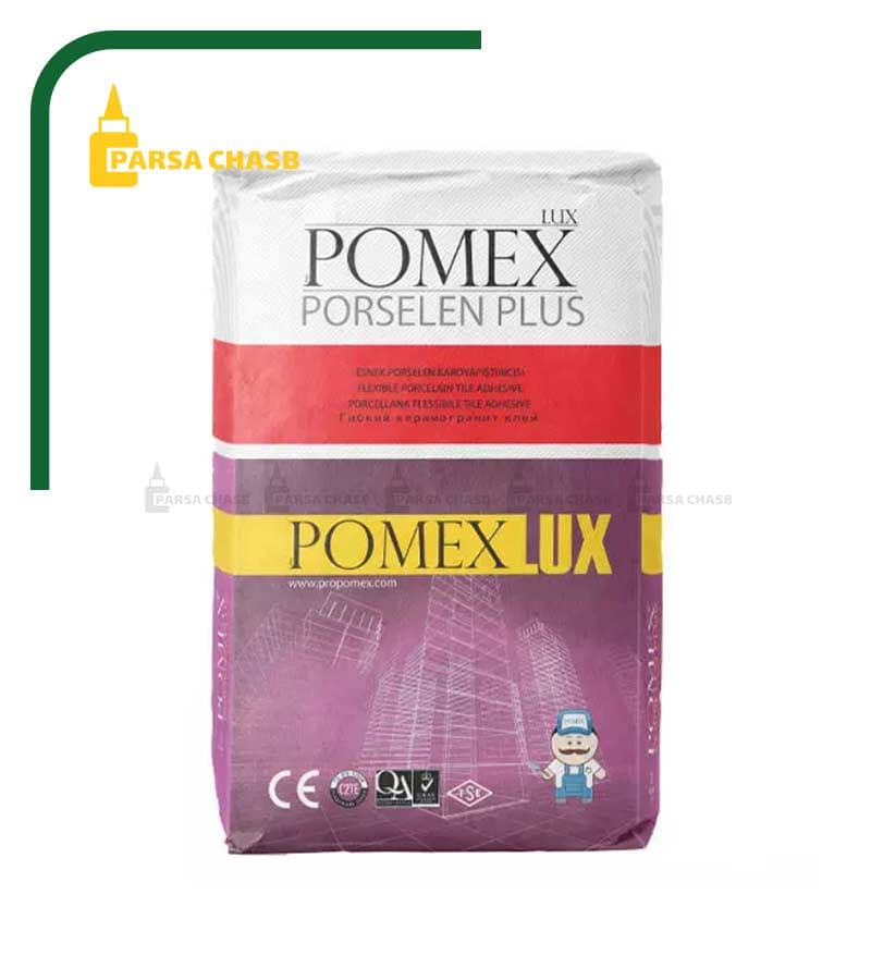 چسب پرسلان پومکس بنفش 1150 پرسلان پلاس 20 کیلوگرمی | چسب پرسلان پودری کاشی pomex 1150 C2TE
