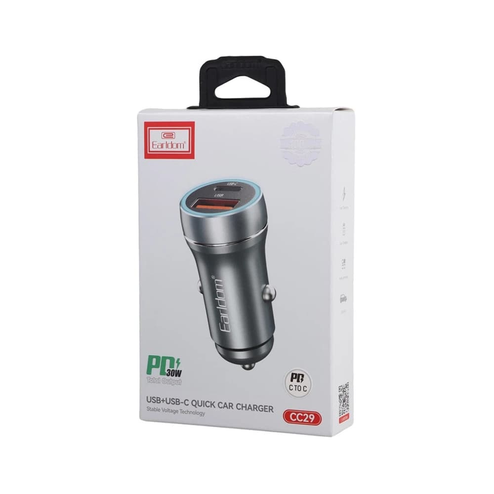 شارژر فندکی 30 وات ارلدام مدل ES-CC29 | شارژ سریع دو پورت USB و Type C — تصویر ۳